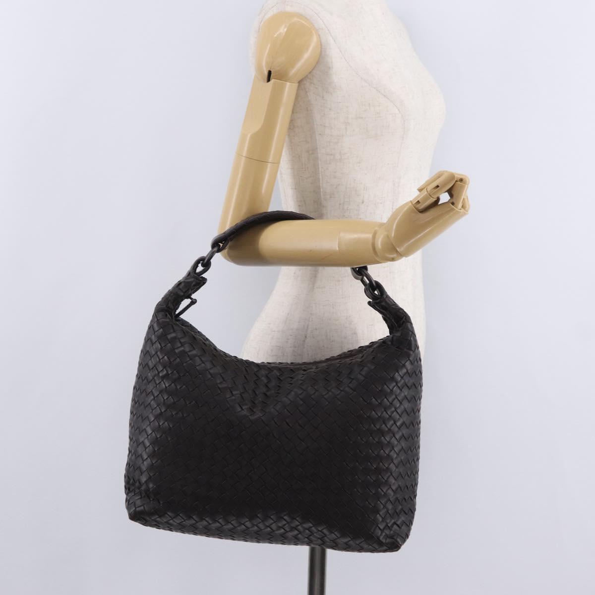 Bottega Veneta INTRECCIATO Shoulder Bag Leather Dark Brown Auth am12747SAM