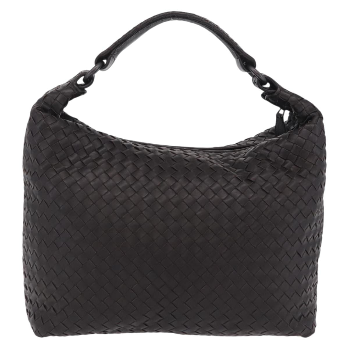 Bottega Veneta INTRECCIATO Shoulder Bag Leather Dark Brown Auth am12747SAM