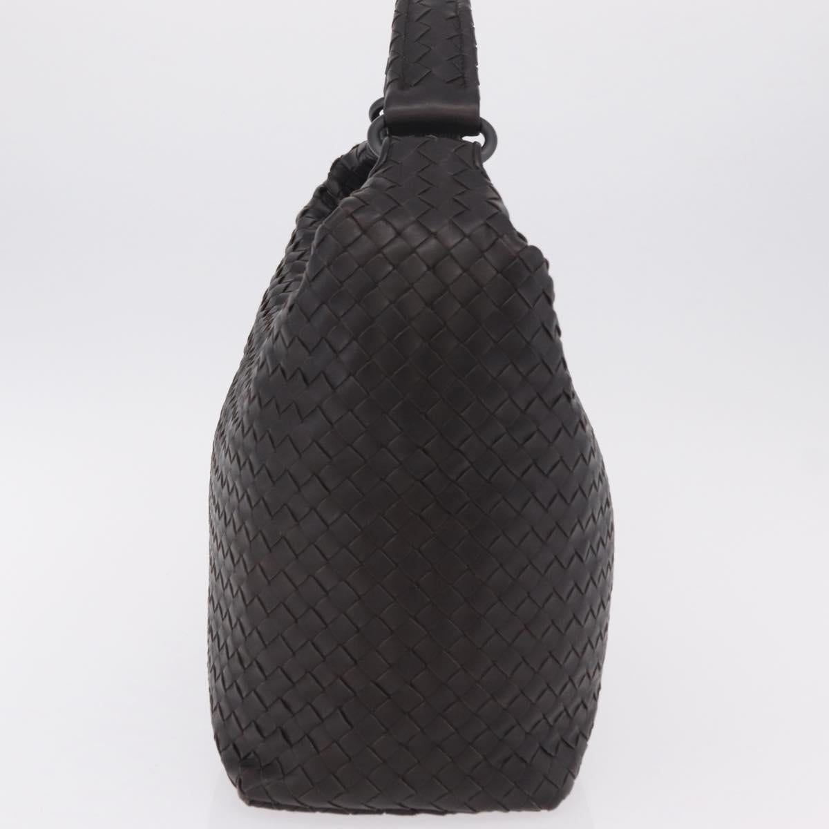 Bottega Veneta INTRECCIATO Shoulder Bag Leather Dark Brown Auth am12747SAM