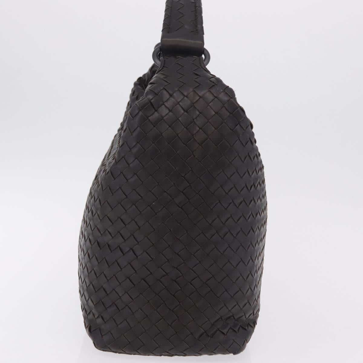 Bottega Veneta INTRECCIATO Shoulder Bag Leather Dark Brown Auth am12747SAM