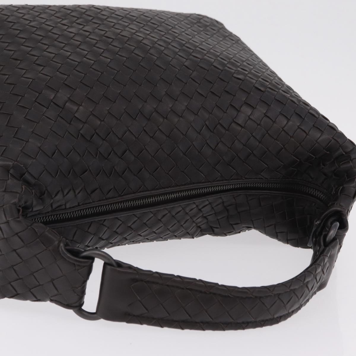 Bottega Veneta INTRECCIATO Shoulder Bag Leather Dark Brown Auth am12747SAM