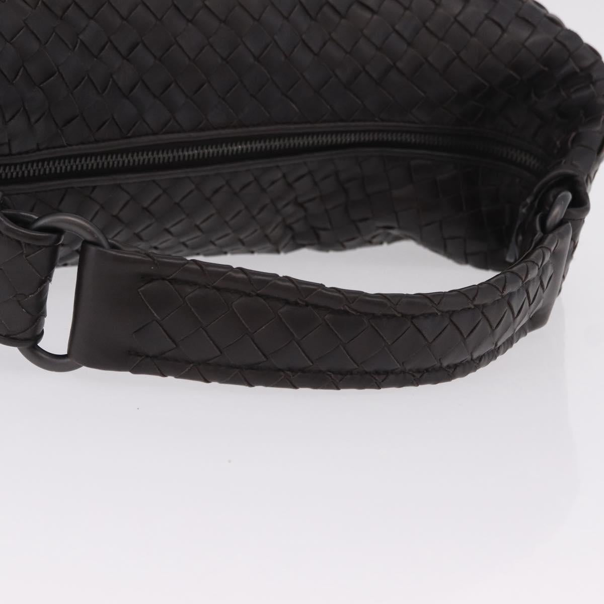 Bottega Veneta INTRECCIATO Shoulder Bag Leather Dark Brown Auth am12747SAM