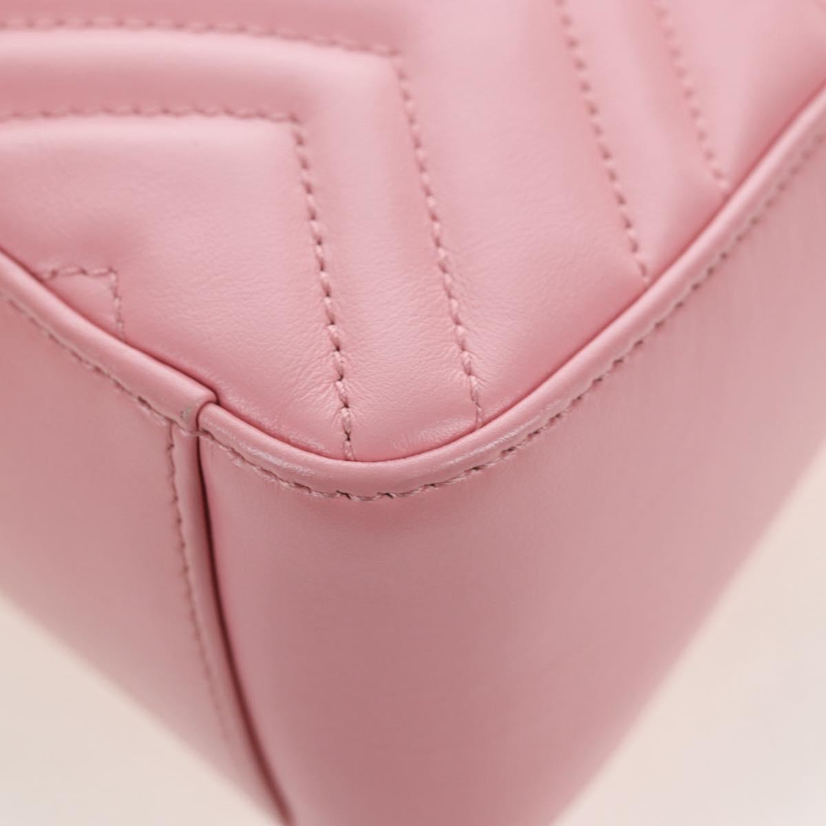 GUCCI GG Marmont Hand Bag Leather 2way Pink Silver 547260 Auth am12748M