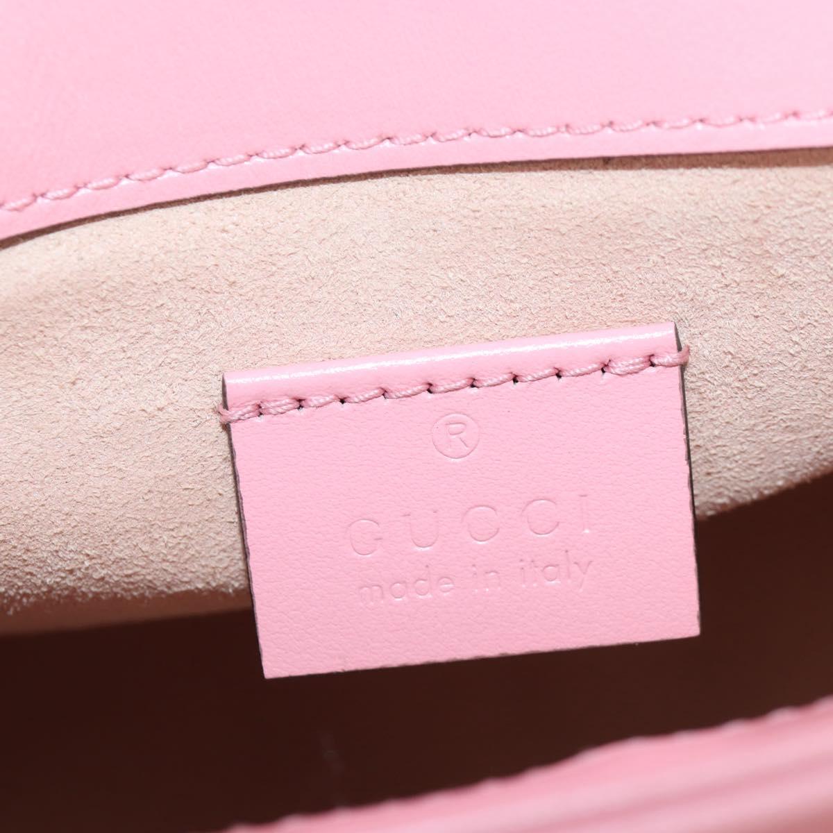 GUCCI GG Marmont Hand Bag Leather 2way Pink Silver 547260 Auth am12748M