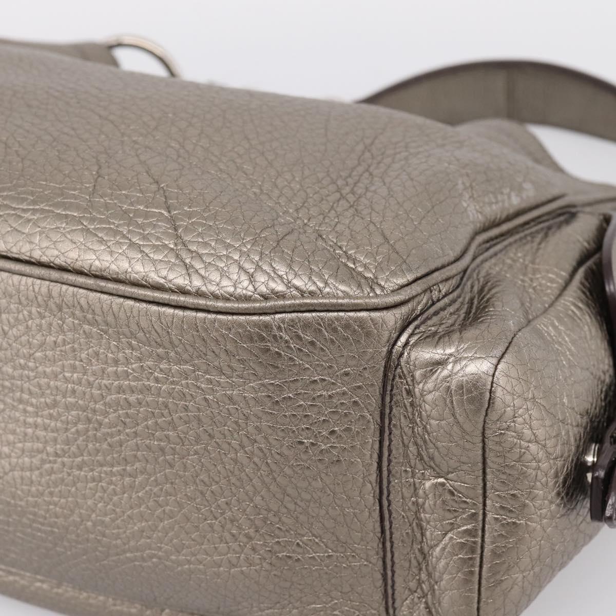 PRADA Shoulder Bag Leather Silver BR3353 Auth am12759V