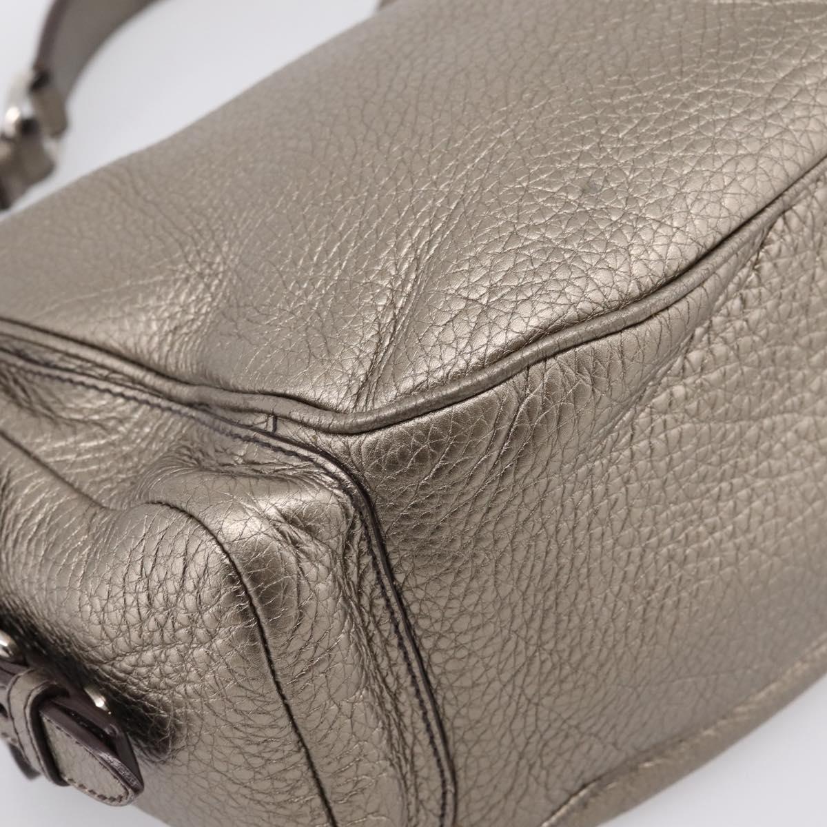 PRADA Shoulder Bag Leather Silver BR3353 Auth am12759V
