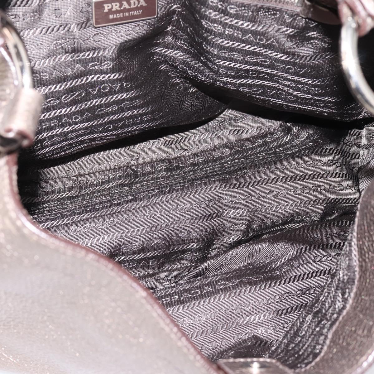 PRADA Shoulder Bag Leather Silver BR3353 Auth am12759V