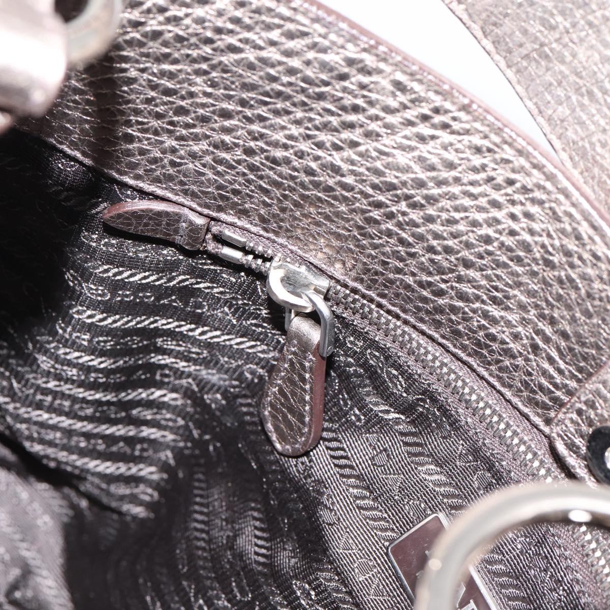 PRADA Shoulder Bag Leather Silver BR3353 Auth am12759V