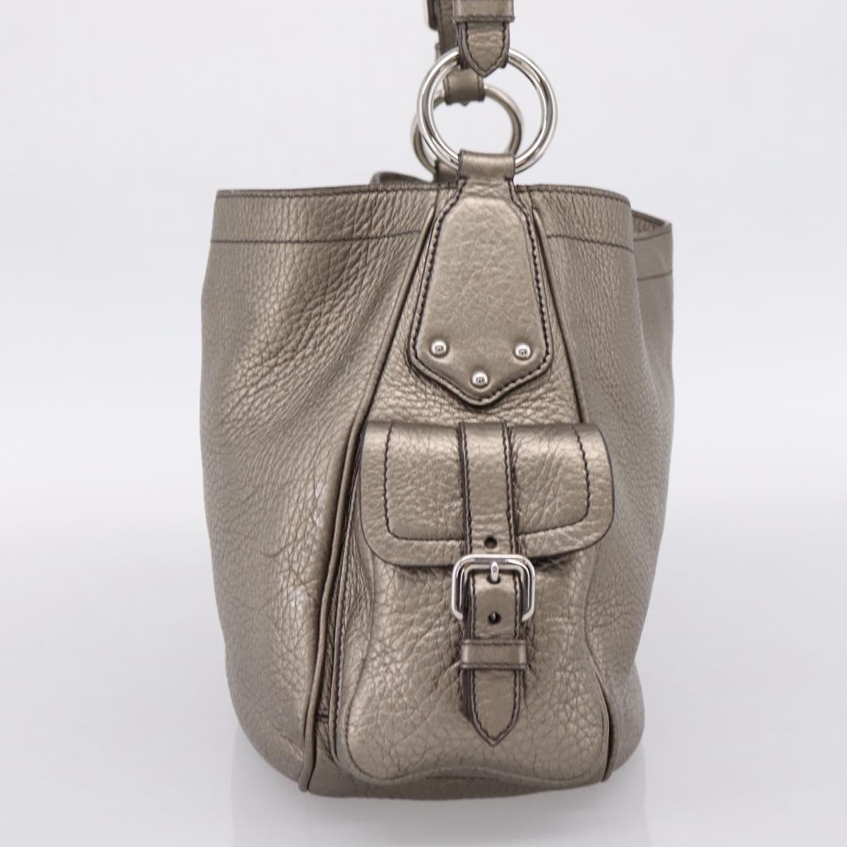PRADA Shoulder Bag Leather Silver BR3353 Auth am12759V