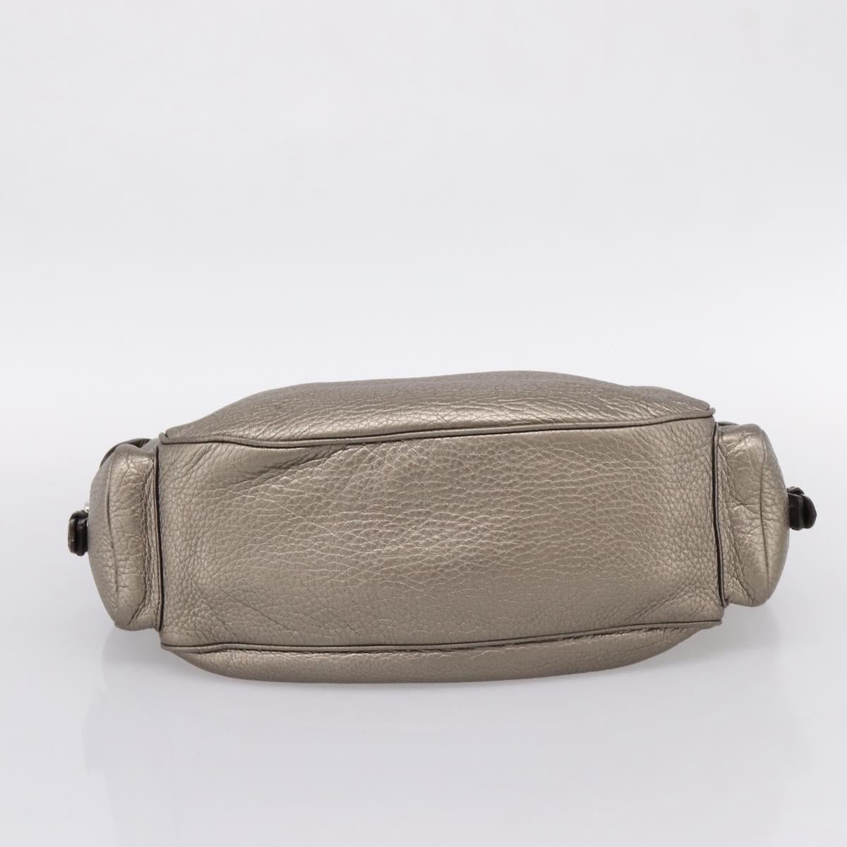 PRADA Shoulder Bag Leather Silver BR3353 Auth am12759V