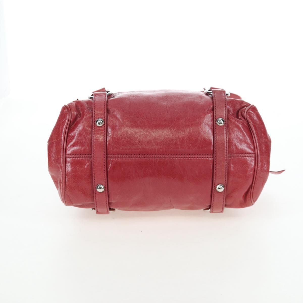 Miu Miu Side Ribbon Hand Bag Leather 2way Pink Silver RT0438 Auth am12761V