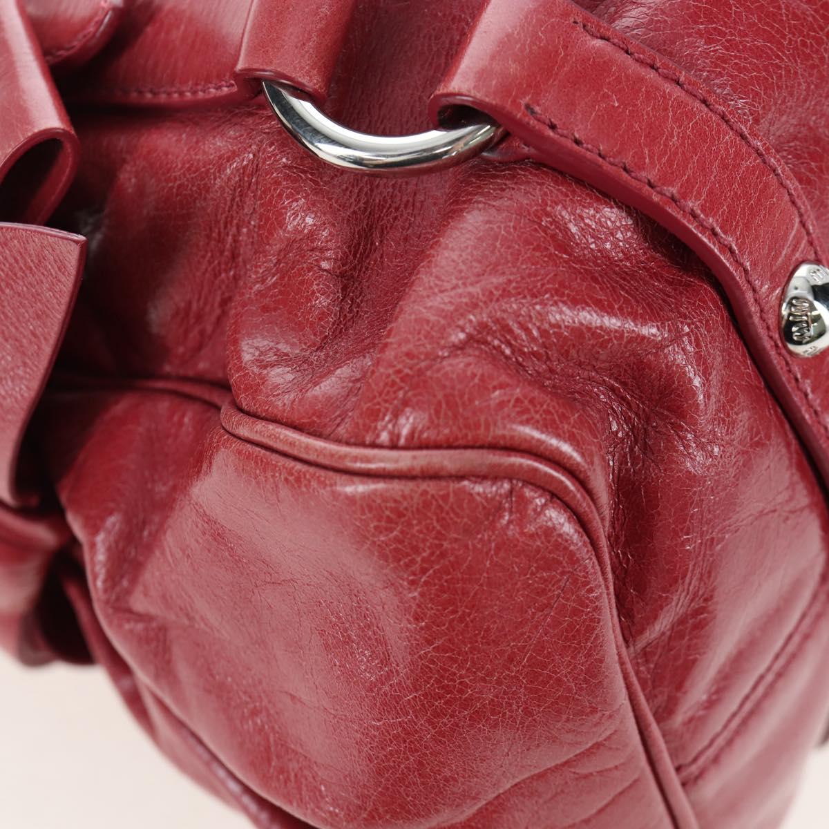 Miu Miu Side Ribbon Hand Bag Leather 2way Pink Silver RT0438 Auth am12761V