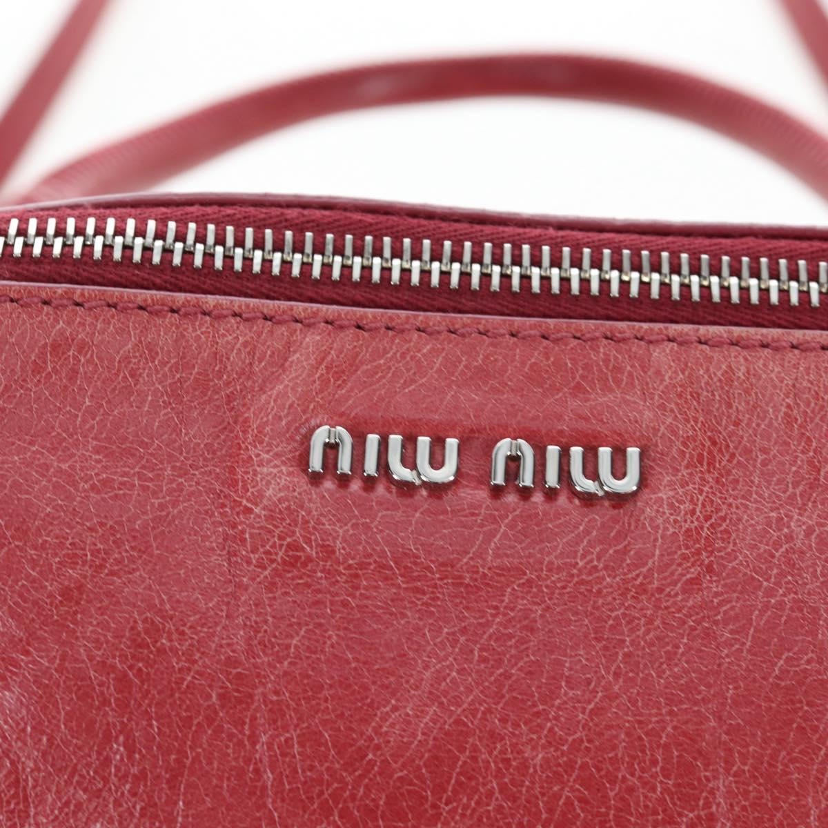 Miu Miu Side Ribbon Hand Bag Leather 2way Pink Silver RT0438 Auth am12761V