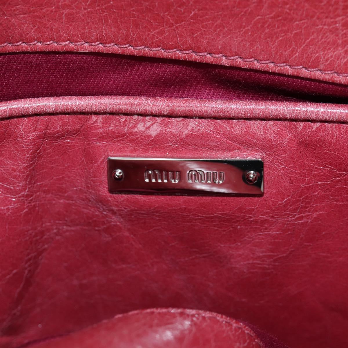 Miu Miu Side Ribbon Hand Bag Leather 2way Pink Silver RT0438 Auth am12761V