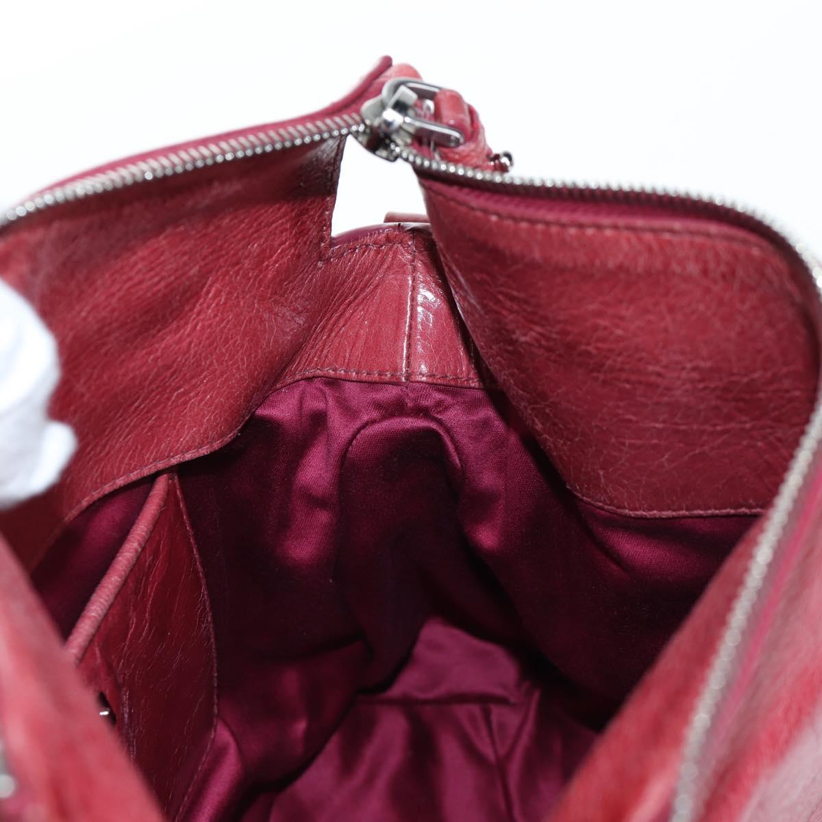 Miu Miu Side Ribbon Hand Bag Leather 2way Pink Silver RT0438 Auth am12761V