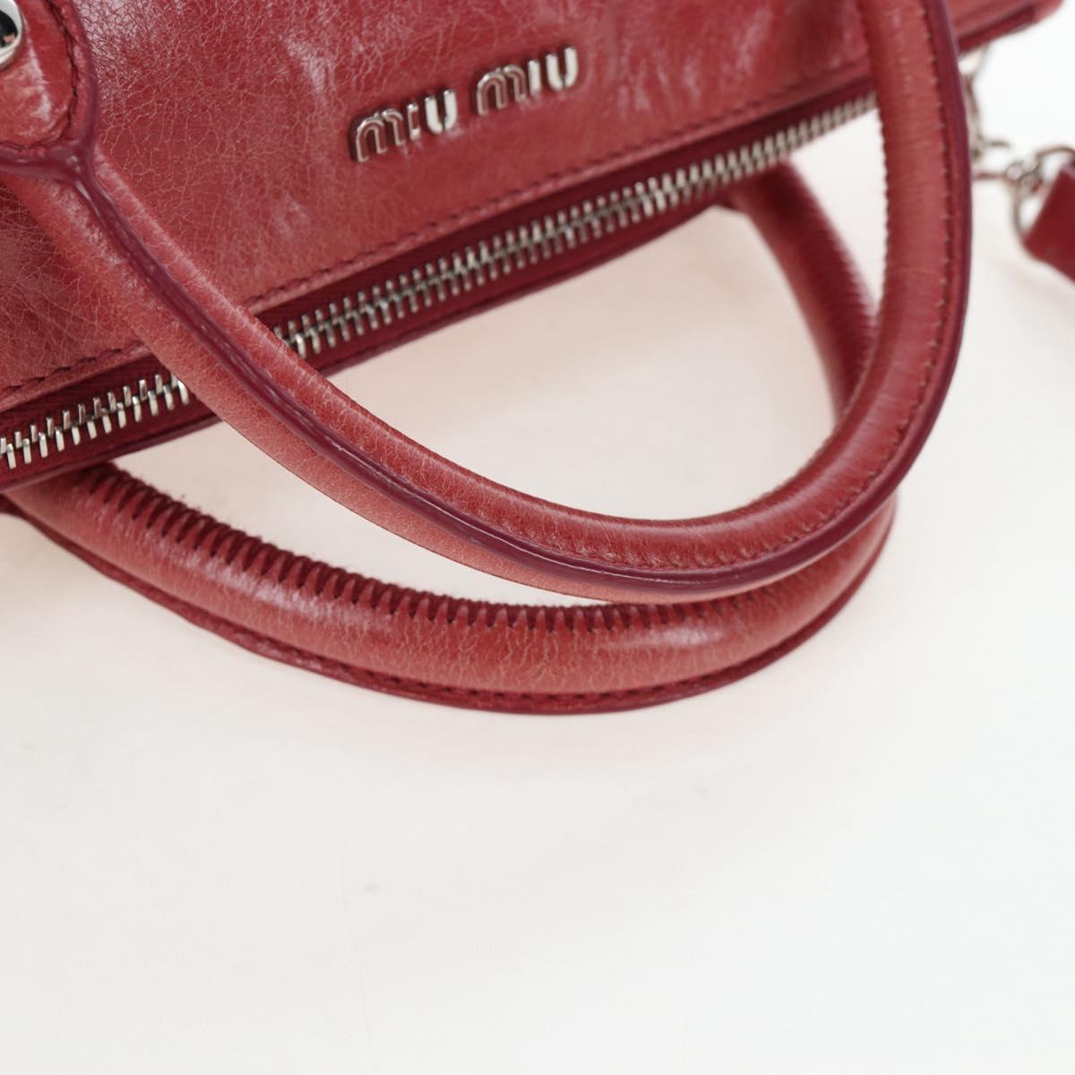 Miu Miu Side Ribbon Hand Bag Leather 2way Pink Silver RT0438 Auth am12761V