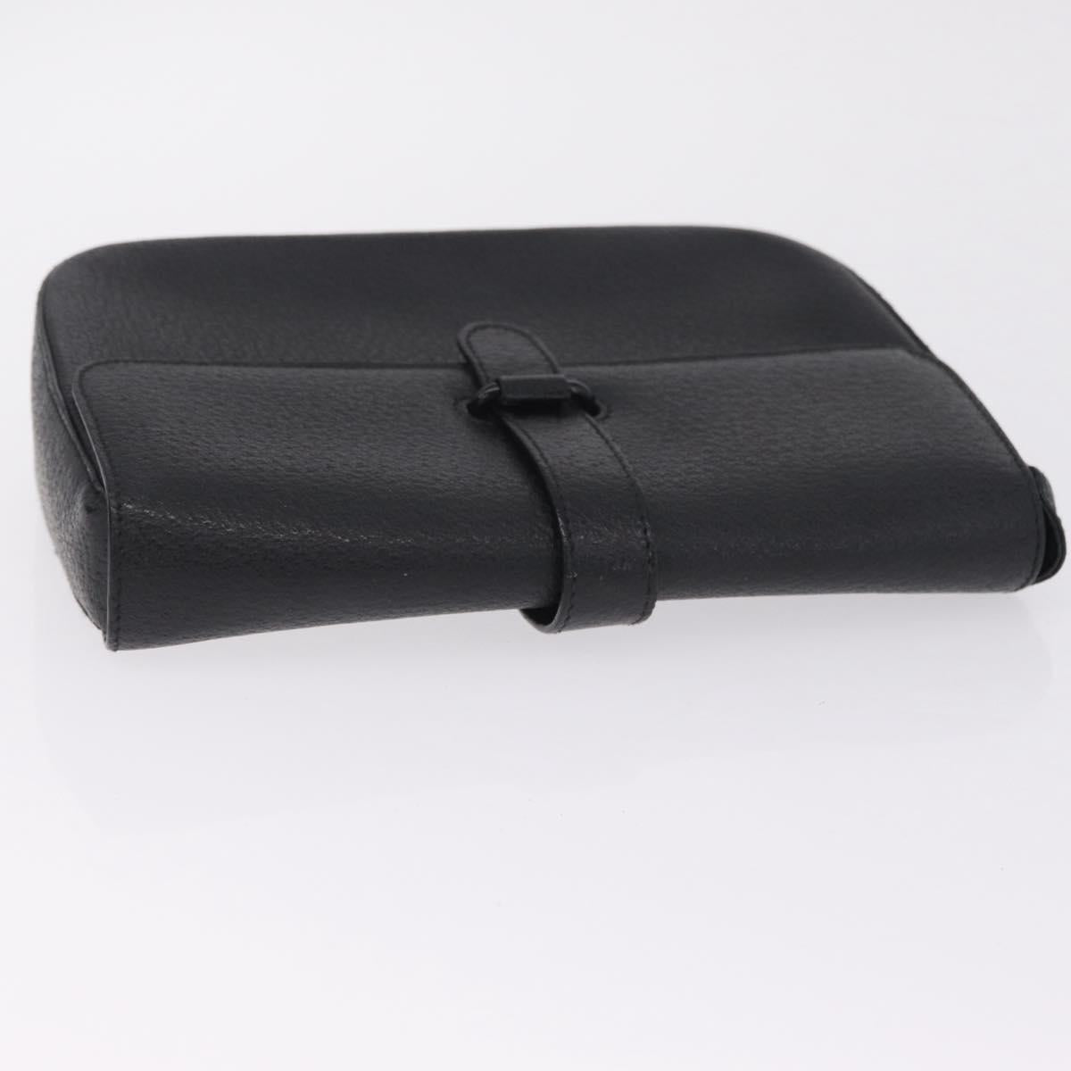 GUCCI Micro GG Clutch Bag Hand Bag Leather 3 Set Black Beige Auth am12787