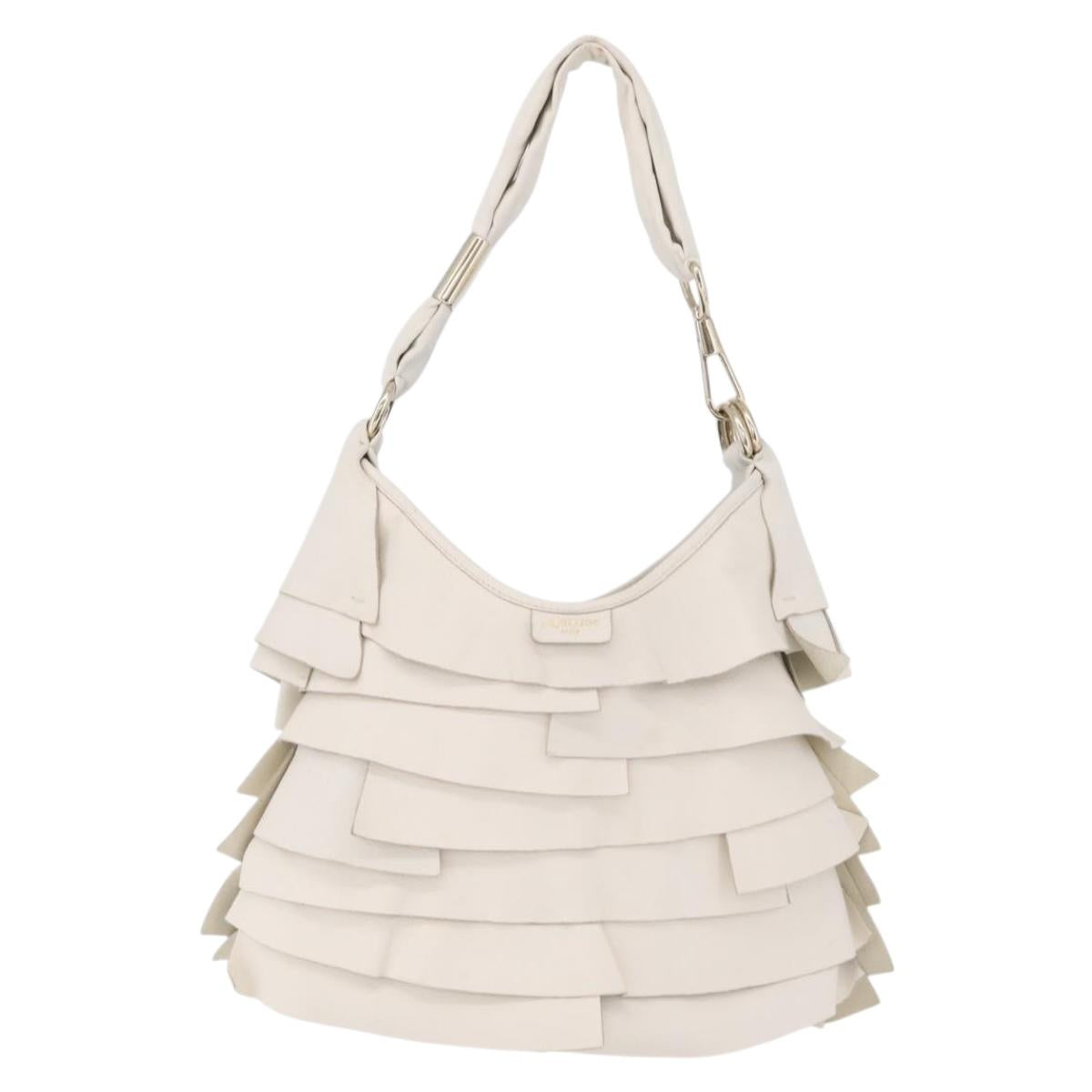 Saint Laurent Saint Tropez Shoulder Bag Leather White 122245 Auth am12788V
