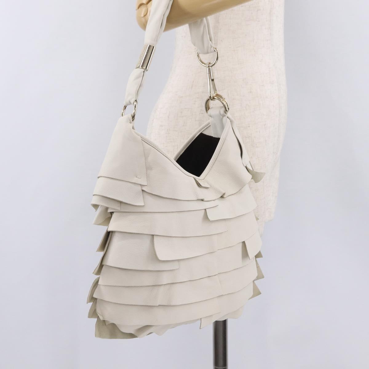Saint Laurent Saint Tropez Shoulder Bag Leather White 122245 Auth am12788V