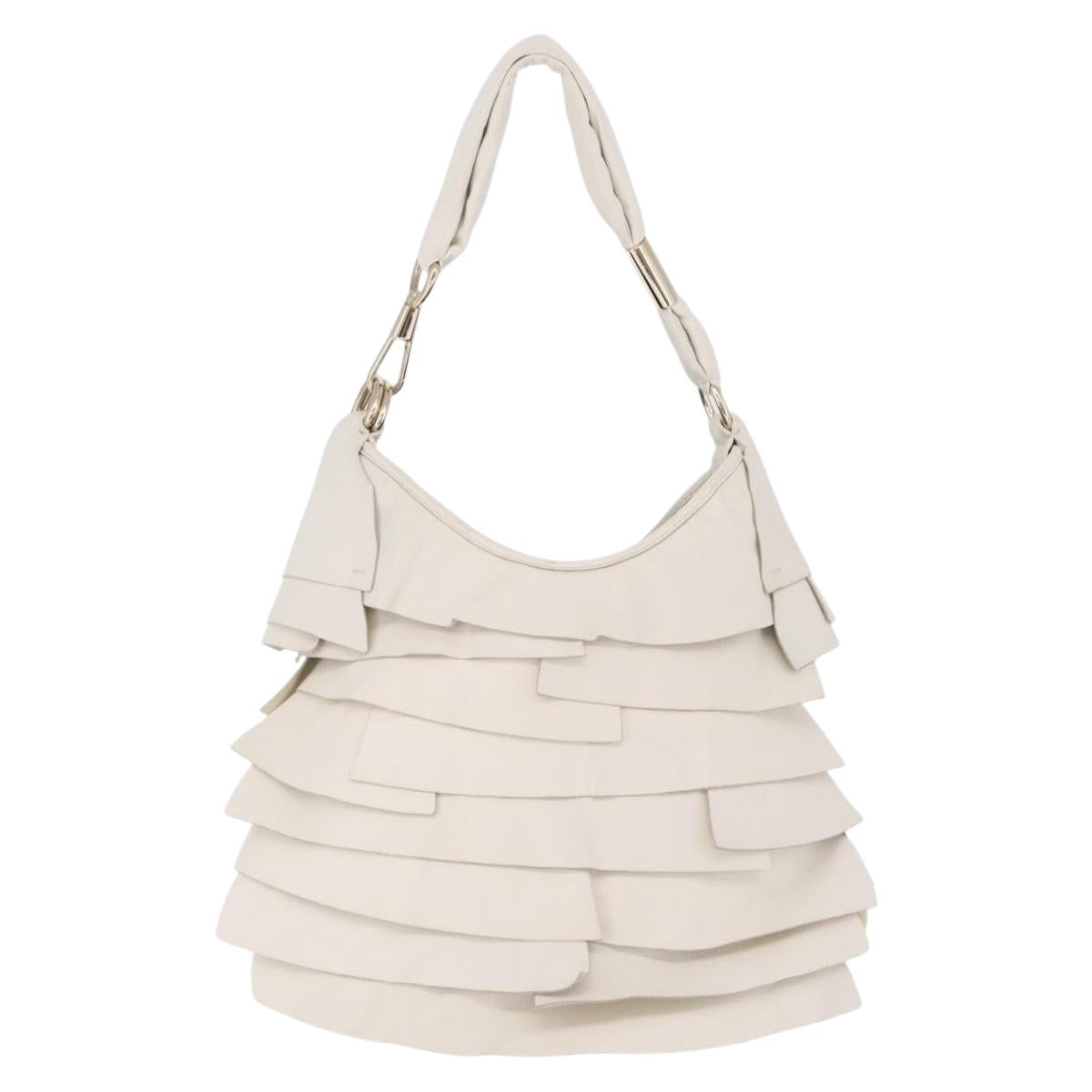 Saint Laurent Saint Tropez Shoulder Bag Leather White 122245 Auth am12788V