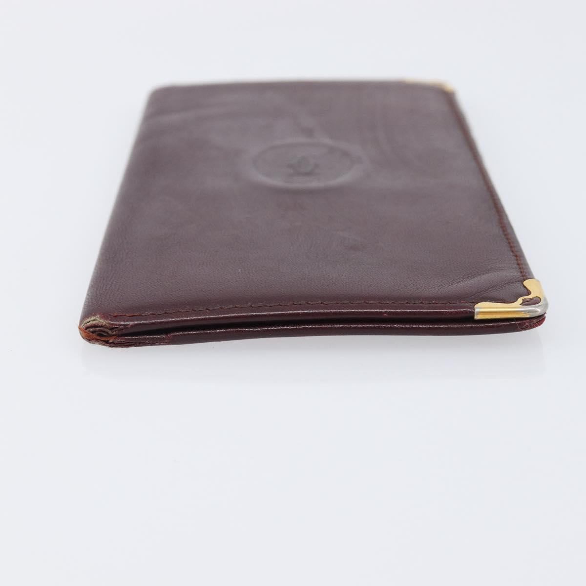 Cartier Must Line Wallet Leather 5 Set Bordeaux Gold Tone Auth am12798