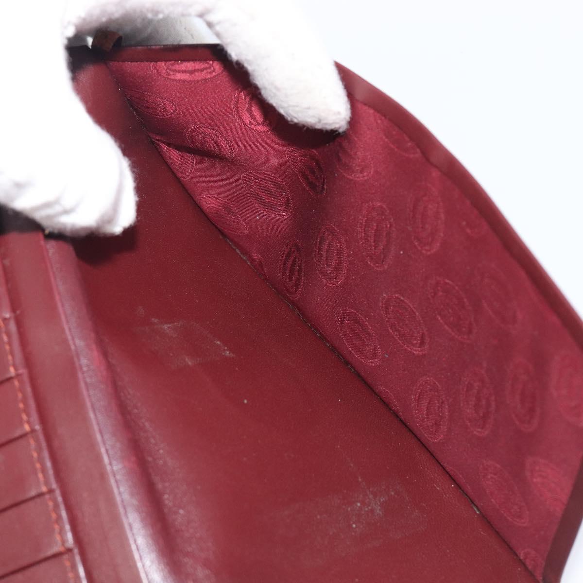 Cartier Must Line Wallet Leather 5 Set Bordeaux Gold Tone Auth am12798