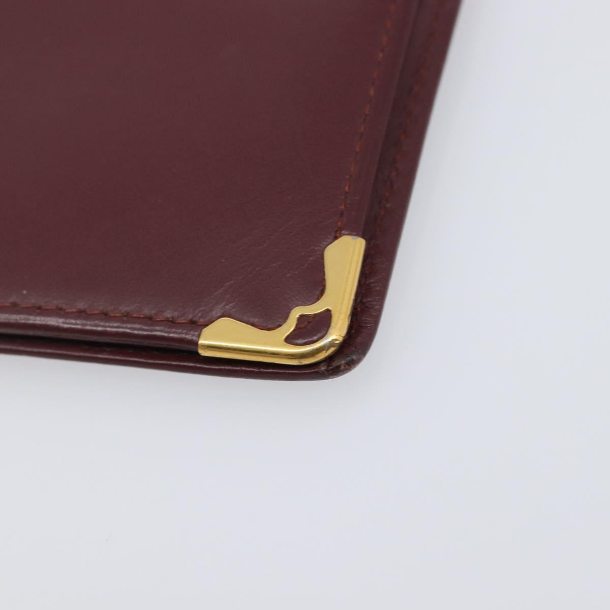 Cartier Must Line Wallet Leather 5 Set Bordeaux Gold Tone Auth am12798