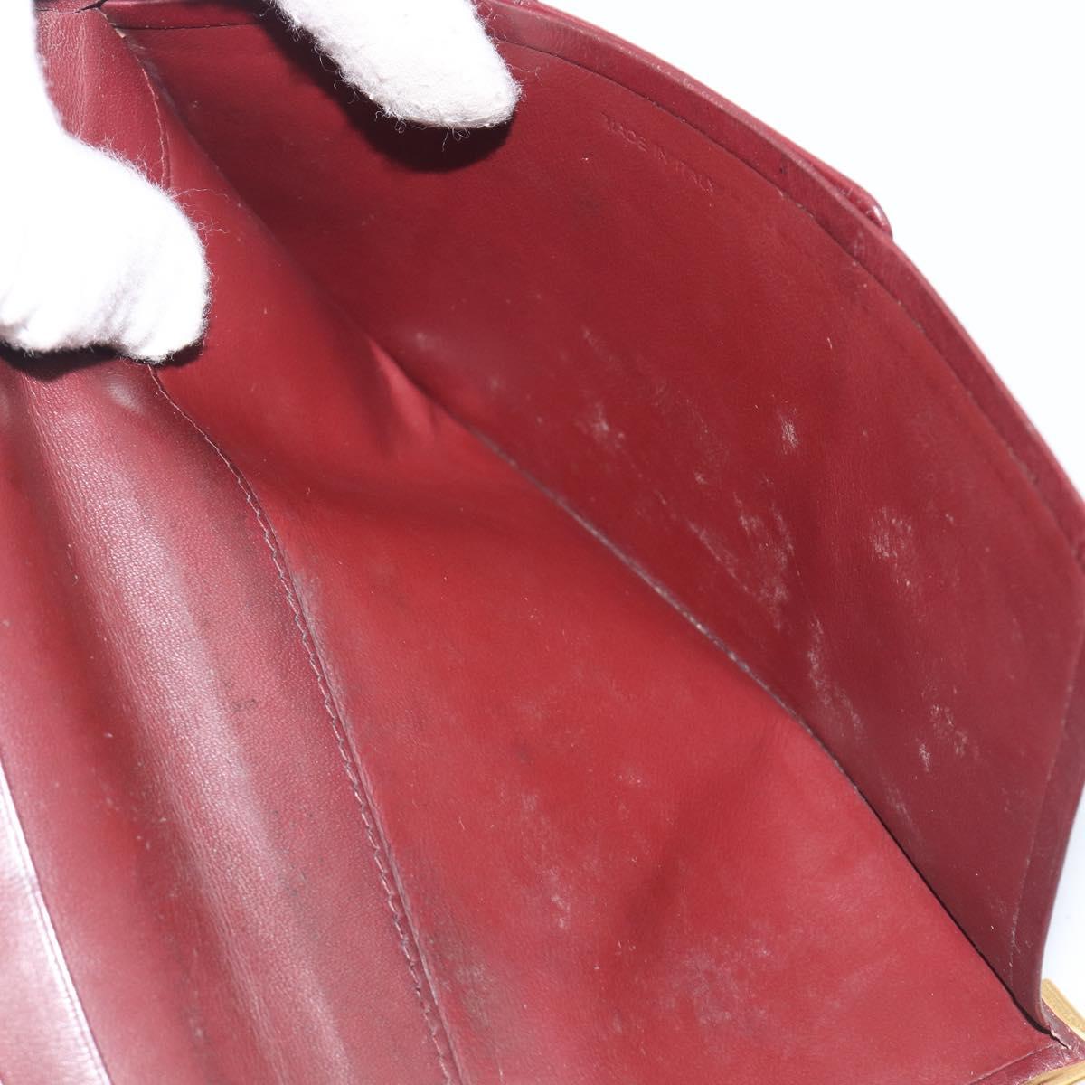 Cartier Must Line Wallet Leather 5 Set Bordeaux Gold Tone Auth am12798