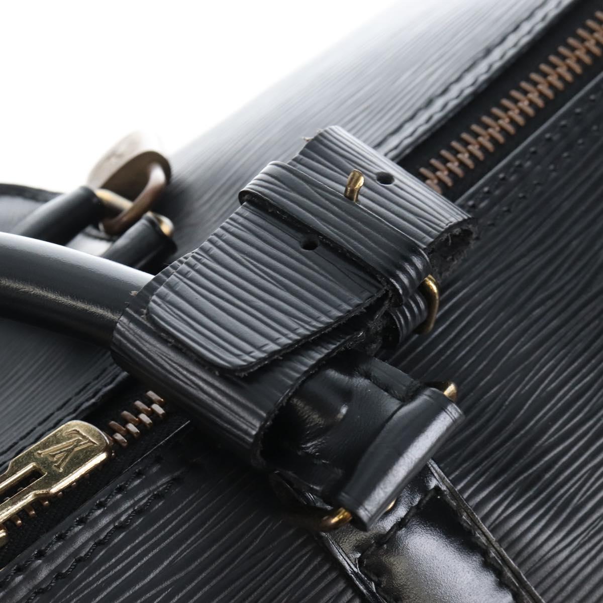 LOUIS VUITTON Epi Keepall 50 Boston Bag Noir M42962 LV Auth am12811V