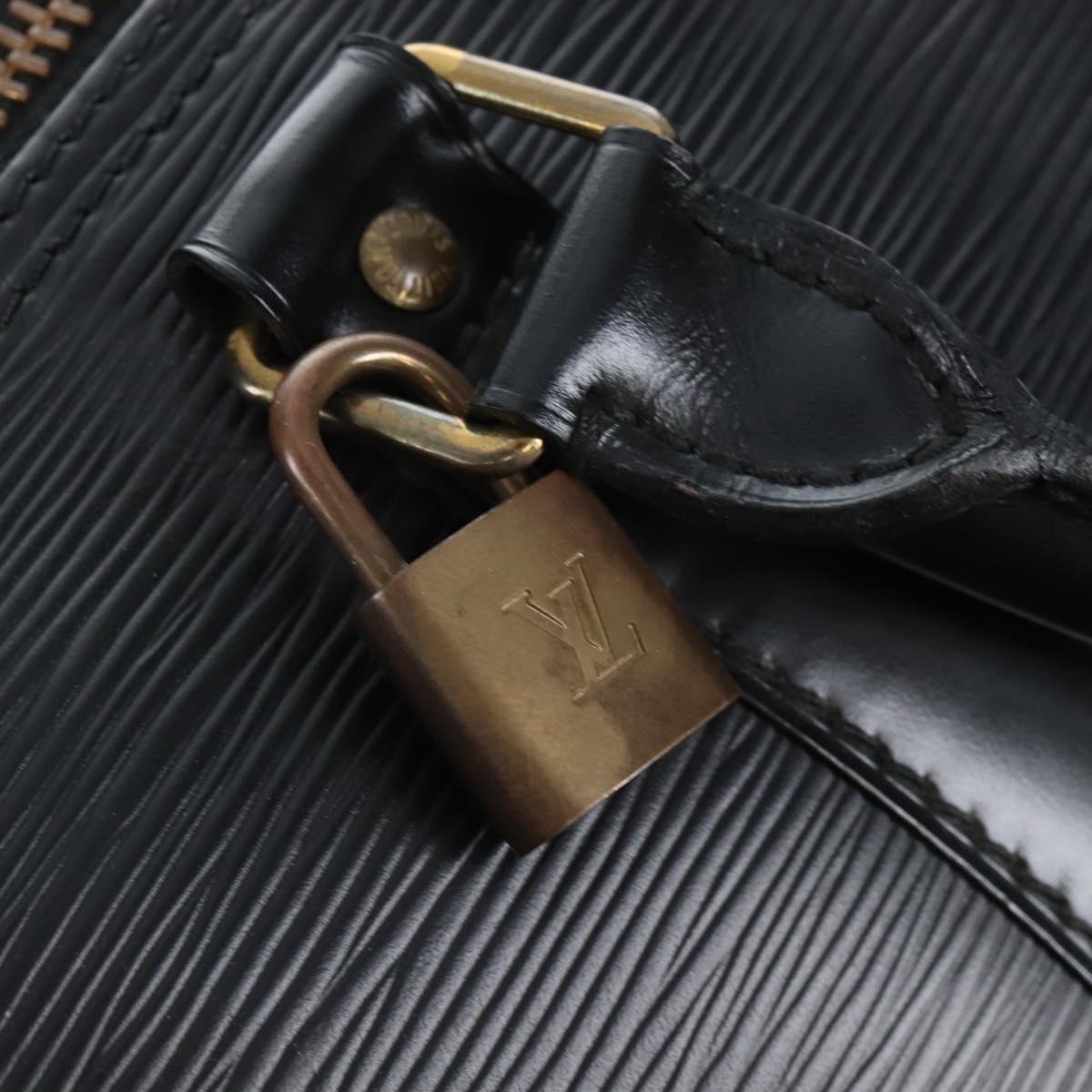 LOUIS VUITTON Epi Keepall 50 Boston Bag Noir M42962 LV Auth am12811V
