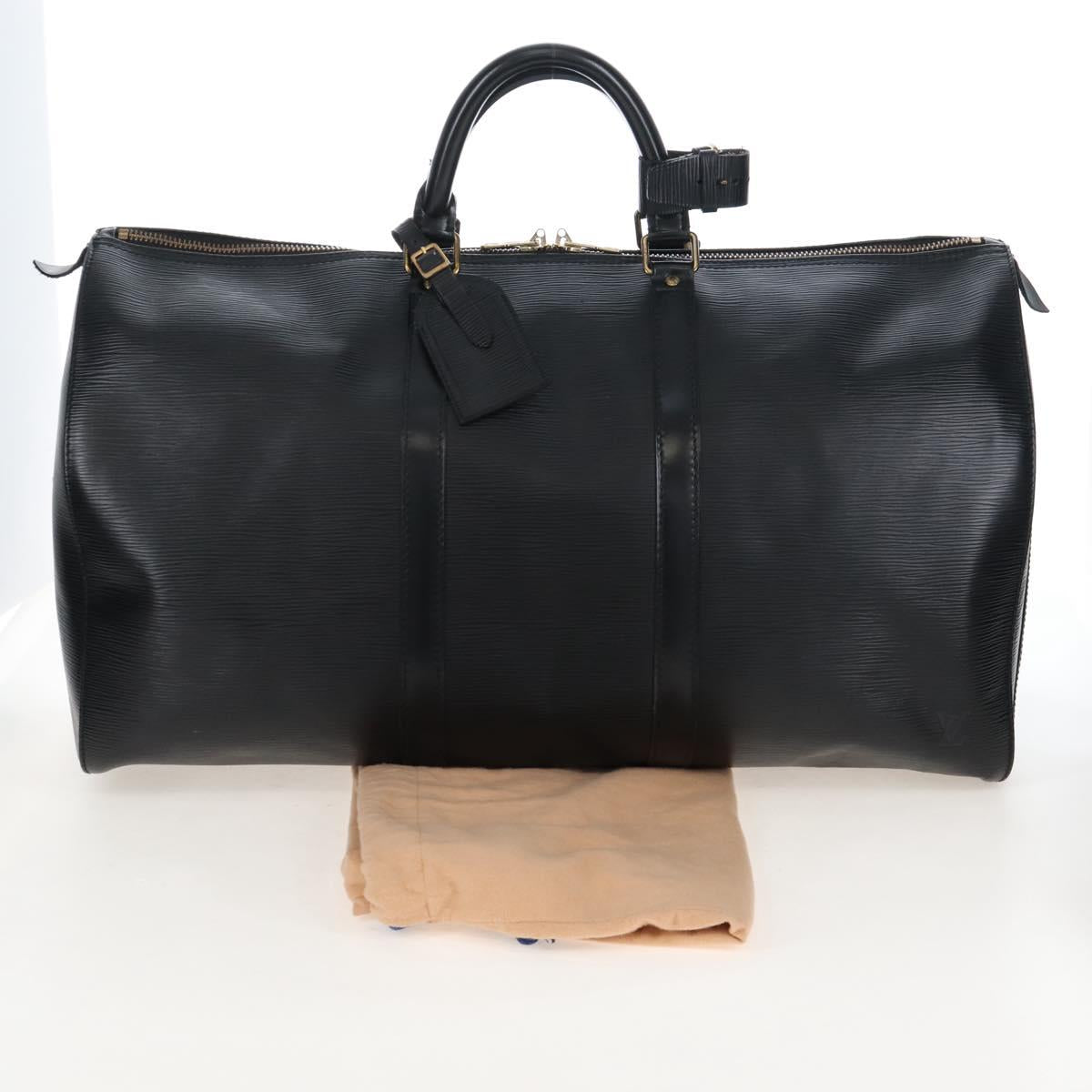 LOUIS VUITTON Epi Keepall 50 Boston Bag Noir M42962 LV Auth am12811V