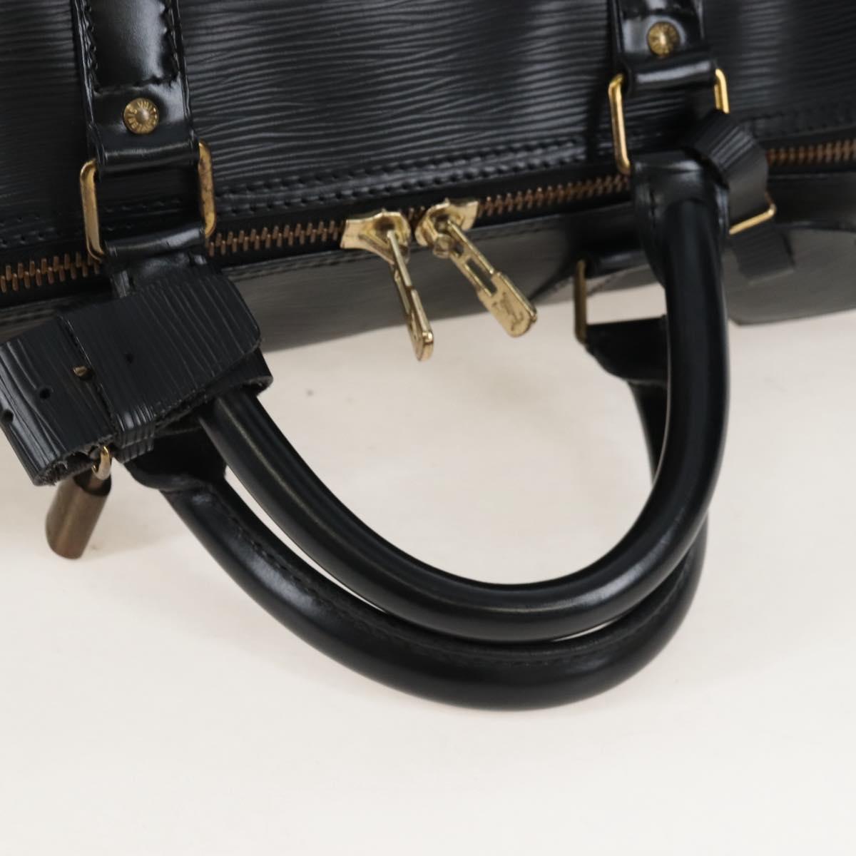 LOUIS VUITTON Epi Keepall 50 Boston Bag Noir M42962 LV Auth am12811V