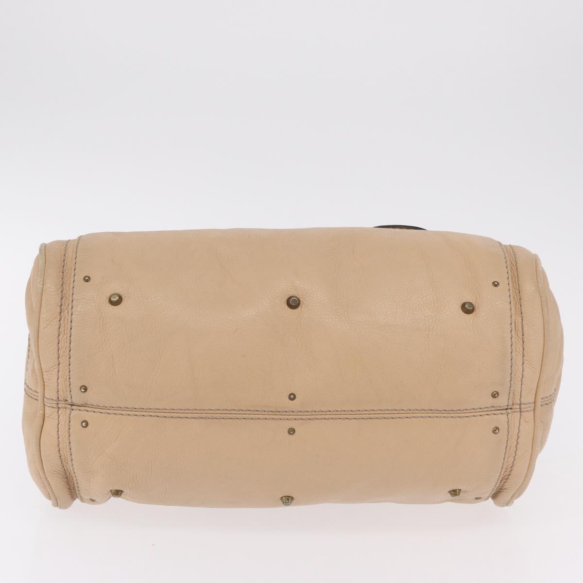 Chloe Paddington Hand Bag Leather Beige Gold Tone Auth am12818V
