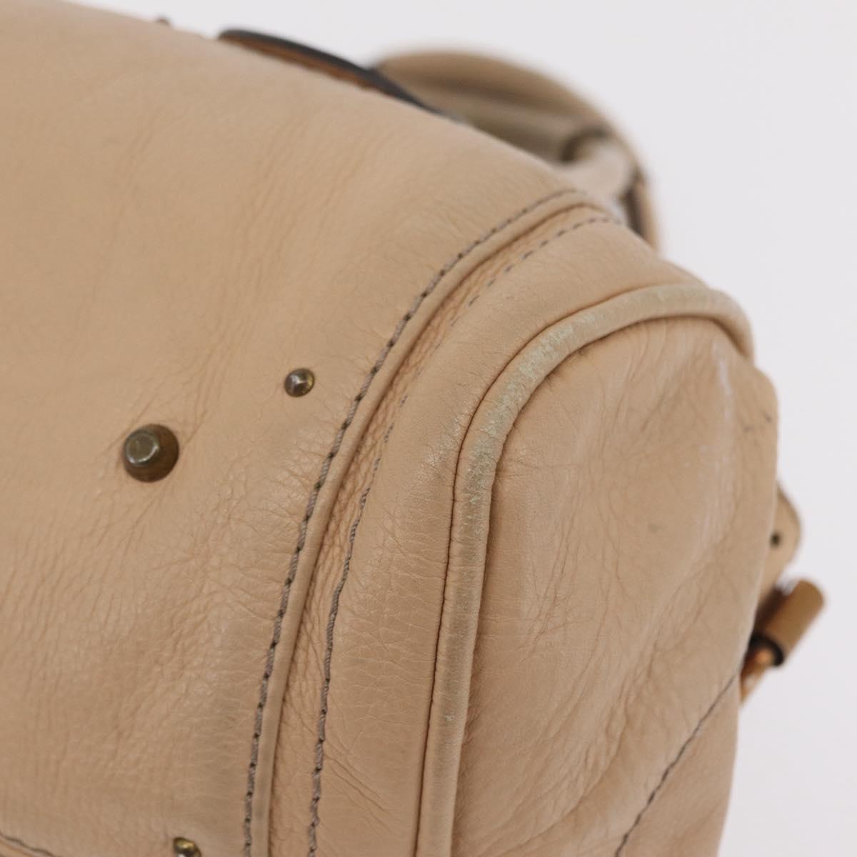 Chloe Paddington Hand Bag Leather Beige Gold Tone Auth am12818V