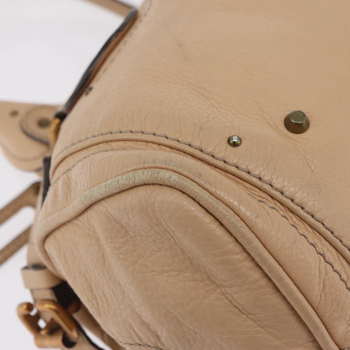 Chloe Paddington Hand Bag Leather Beige Gold Tone Auth am12818V
