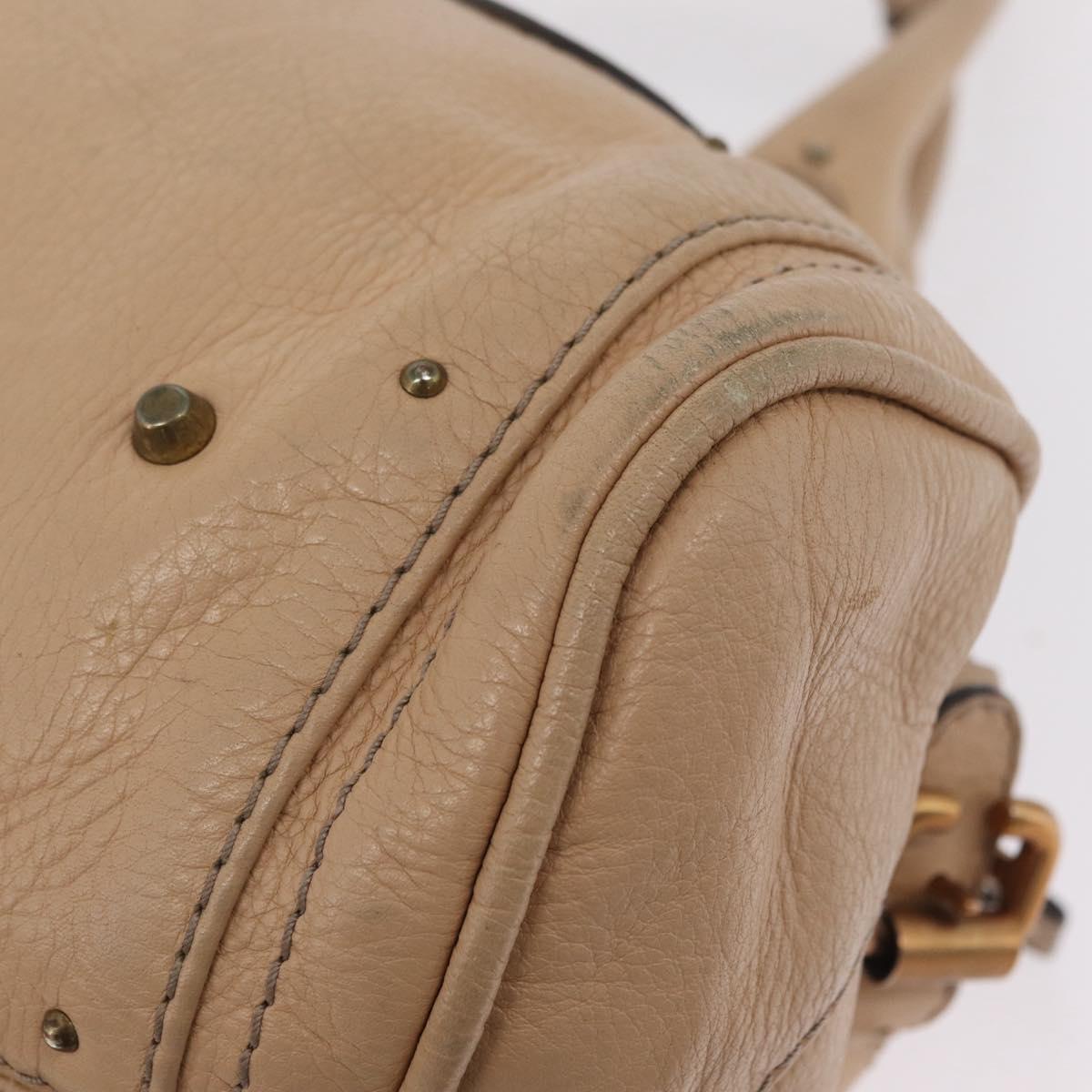 Chloe Paddington Hand Bag Leather Beige Gold Tone Auth am12818V