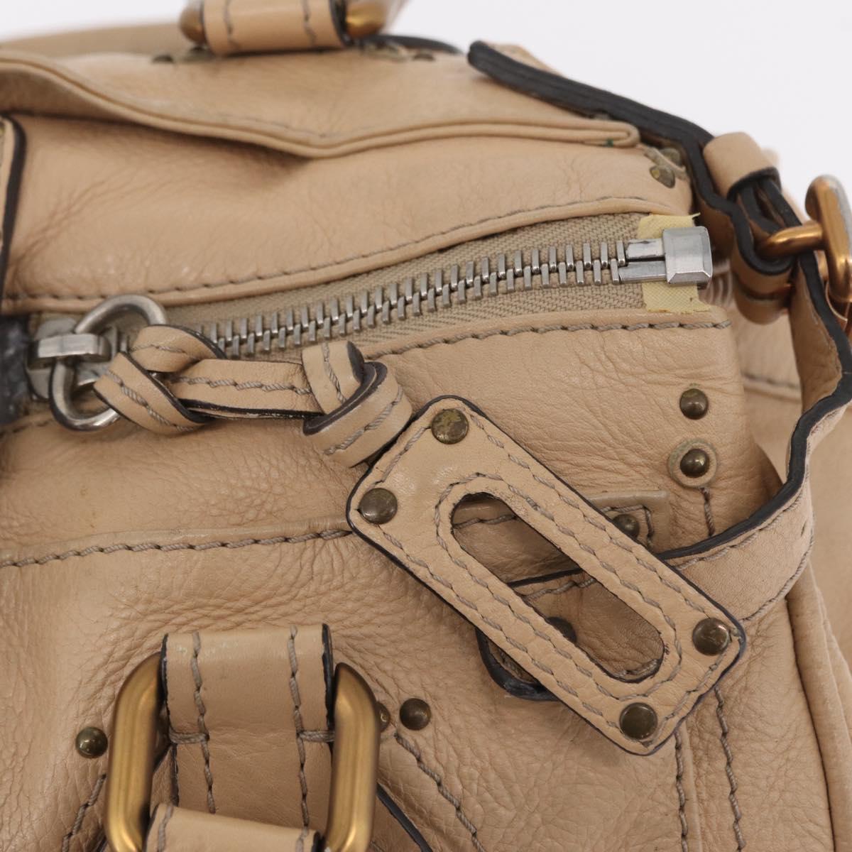 Chloe Paddington Hand Bag Leather Beige Gold Tone Auth am12818V