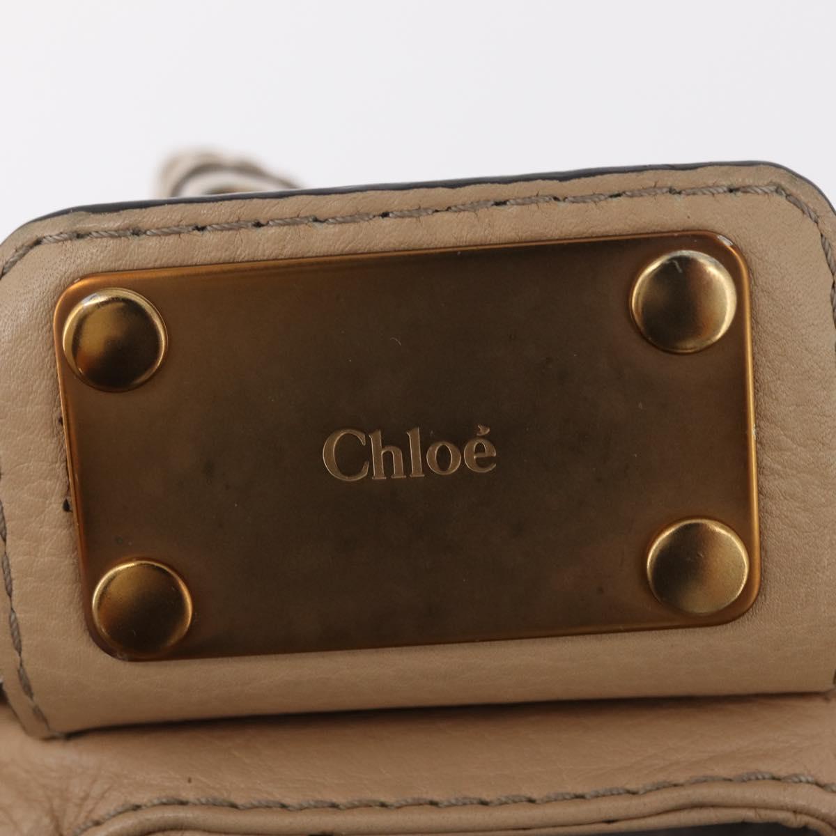 Chloe Paddington Hand Bag Leather Beige Gold Tone Auth am12818V