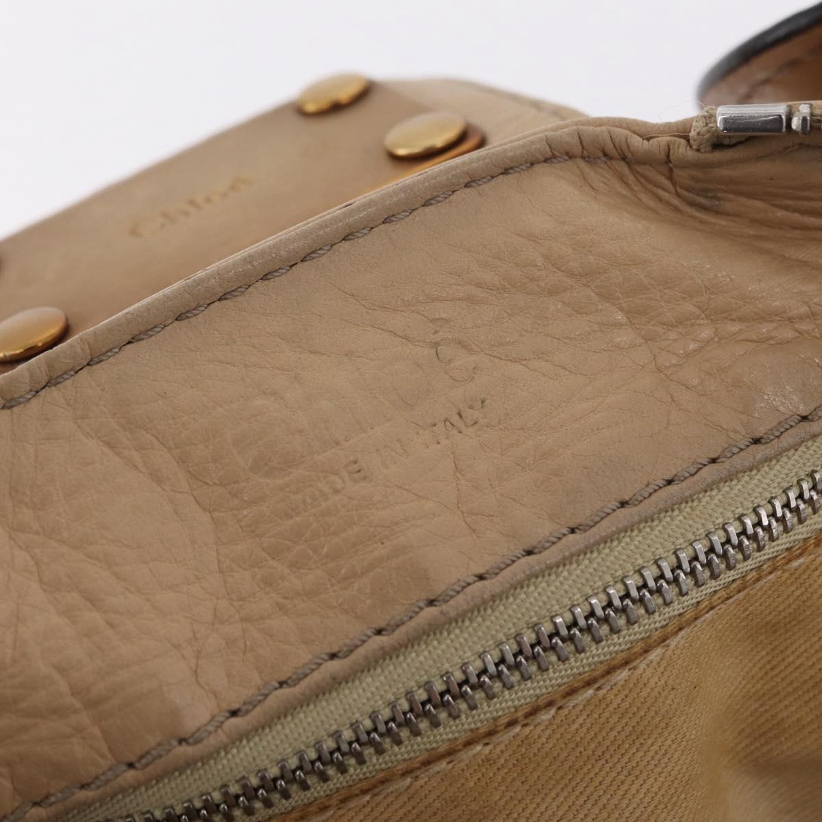 Chloe Paddington Hand Bag Leather Beige Gold Tone Auth am12818V