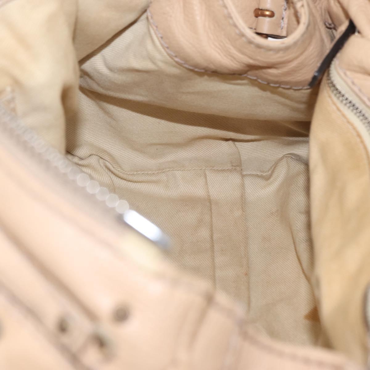 Chloe Paddington Hand Bag Leather Beige Gold Tone Auth am12818V