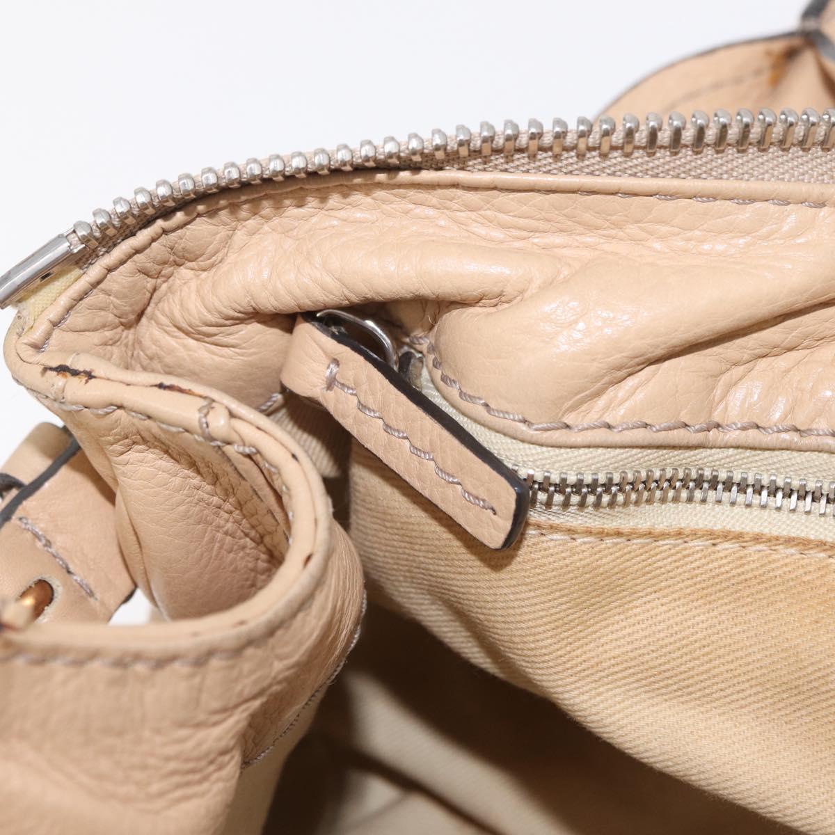 Chloe Paddington Hand Bag Leather Beige Gold Tone Auth am12818V