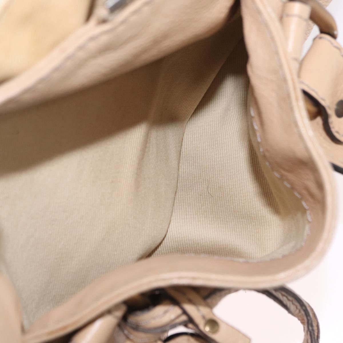 Chloe Paddington Hand Bag Leather Beige Gold Tone Auth am12818V
