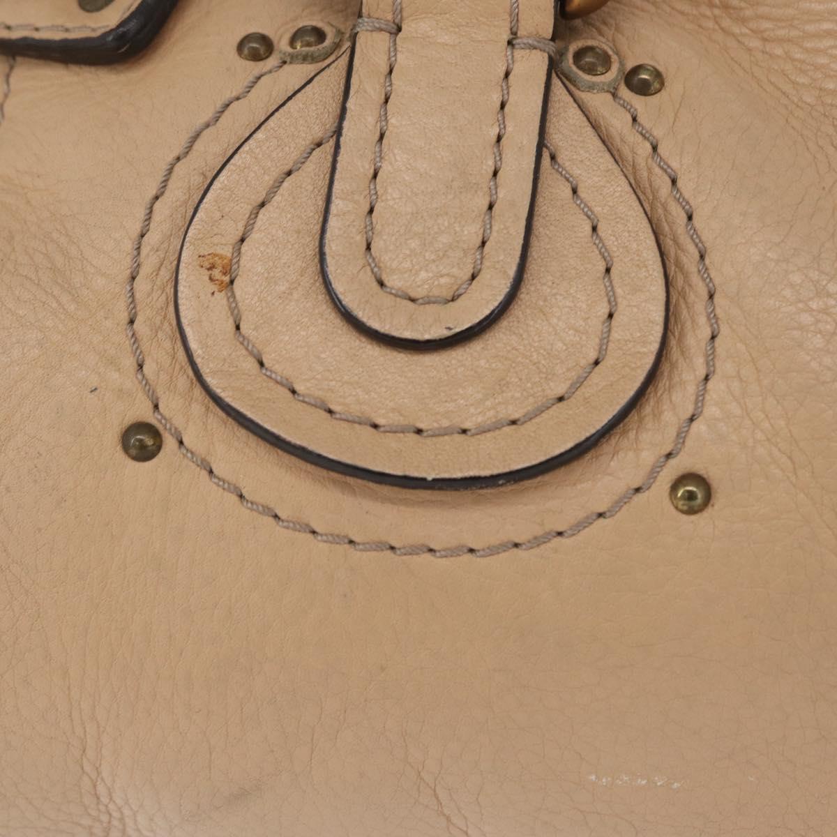 Chloe Paddington Hand Bag Leather Beige Gold Tone Auth am12818V
