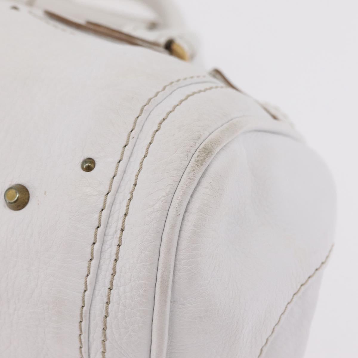 Chloe Paddington Hand Bag Leather White Gold Tone Auth am12820V