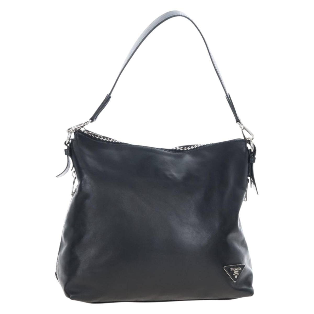 PRADA Shoulder Bag Leather Black Silver Auth am12823SAM