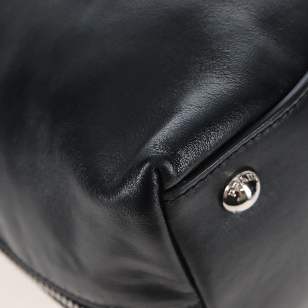 PRADA Shoulder Bag Leather Black Silver Auth am12823SAM