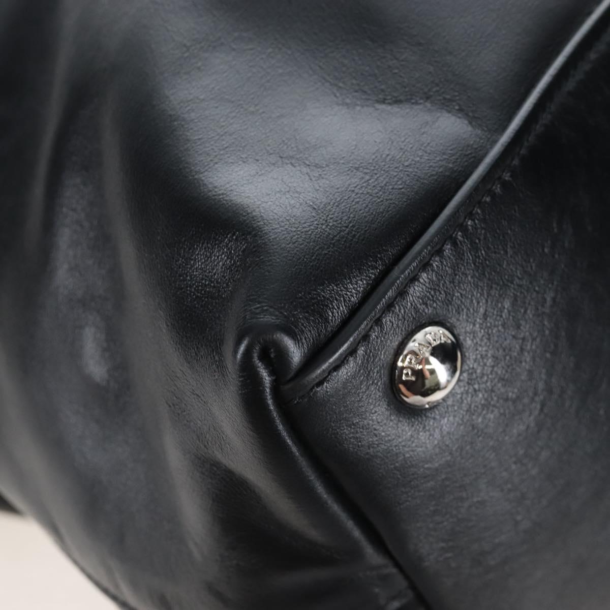 PRADA Shoulder Bag Leather Black Silver Auth am12823SAM