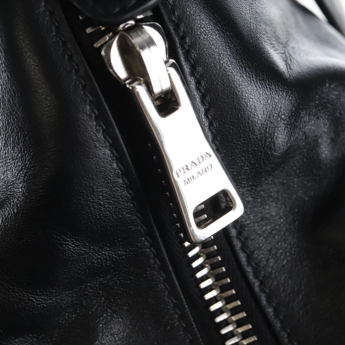 PRADA Shoulder Bag Leather Black Silver Auth am12823SAM