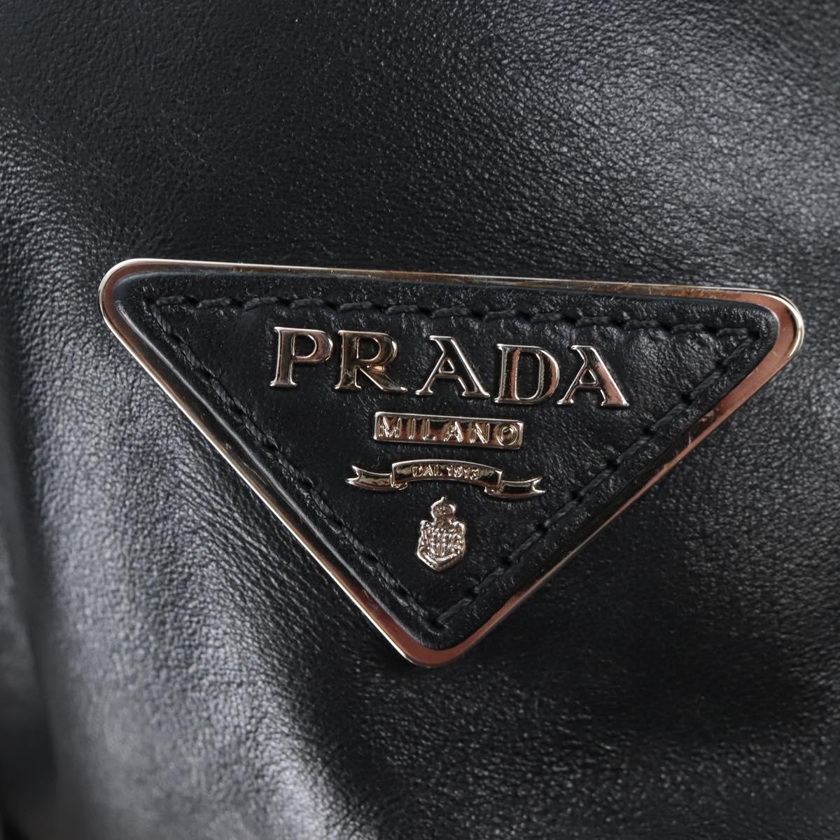 PRADA Shoulder Bag Leather Black Silver Auth am12823SAM