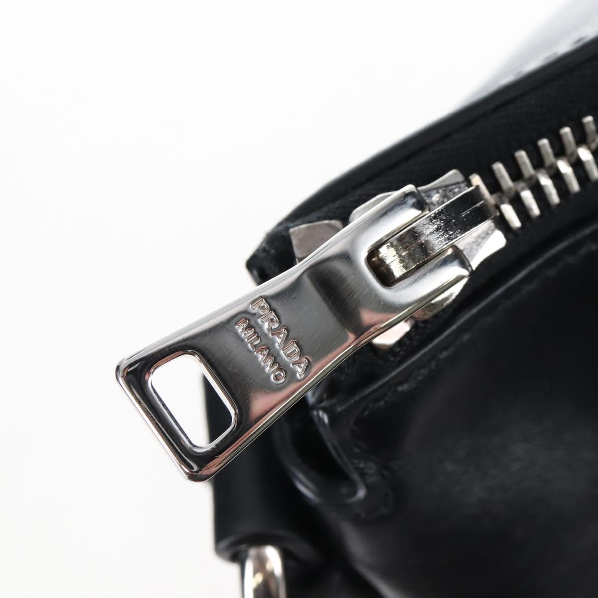 PRADA Shoulder Bag Leather Black Silver Auth am12823SAM
